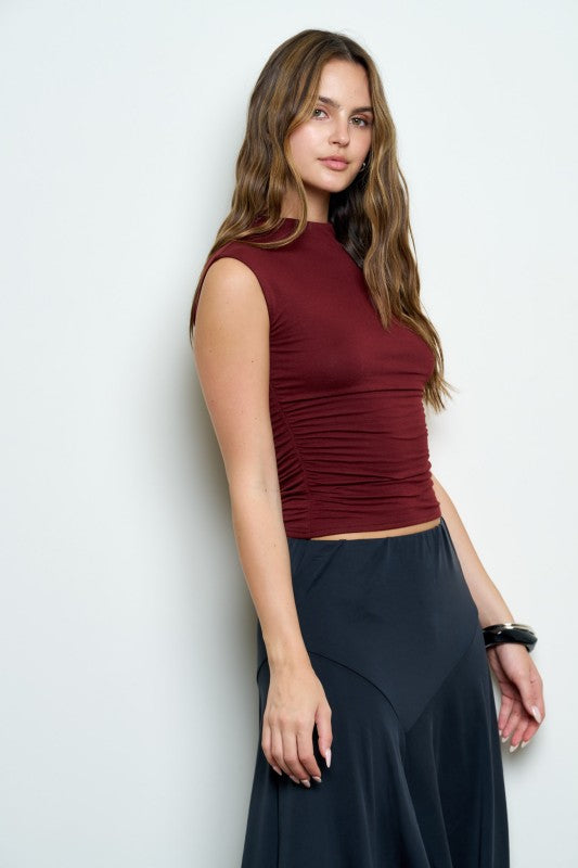 Brooklynn Mock Neck Top- Black