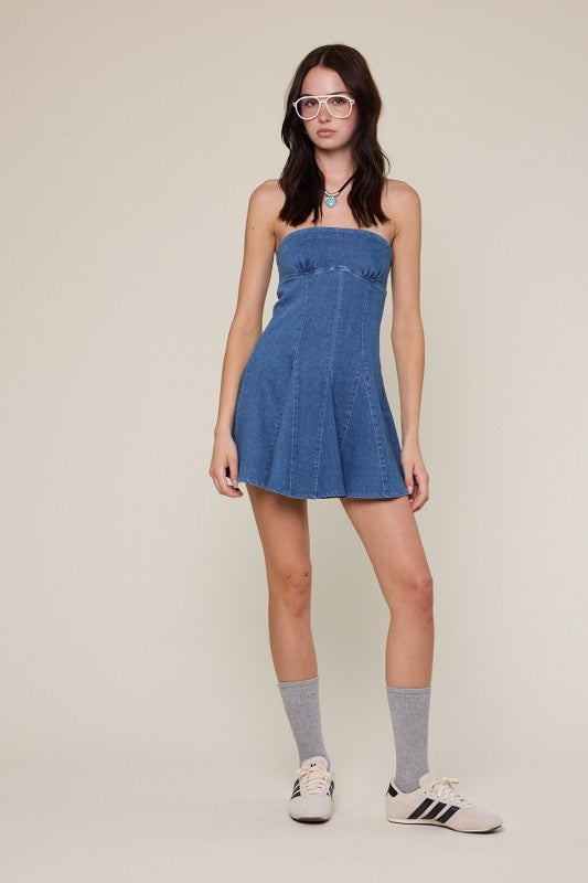 Paulie Strapless Denim Dress - Mid Wash